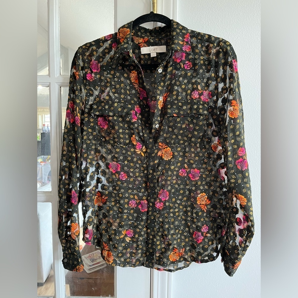 Sheer Patterned Button Down - image 1
